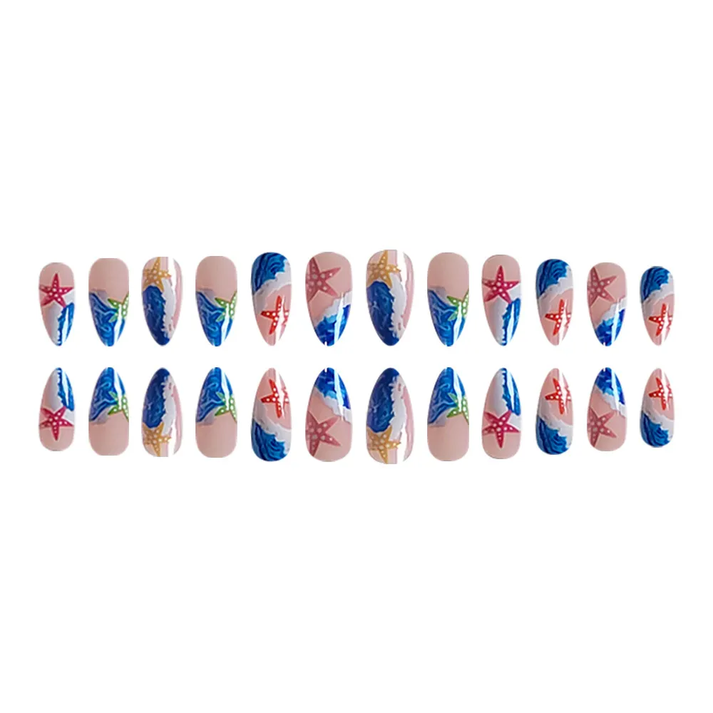 Churchf Churchf Summer Waves Colorful Starfish Wearing Almond Nail Patch Removable Product