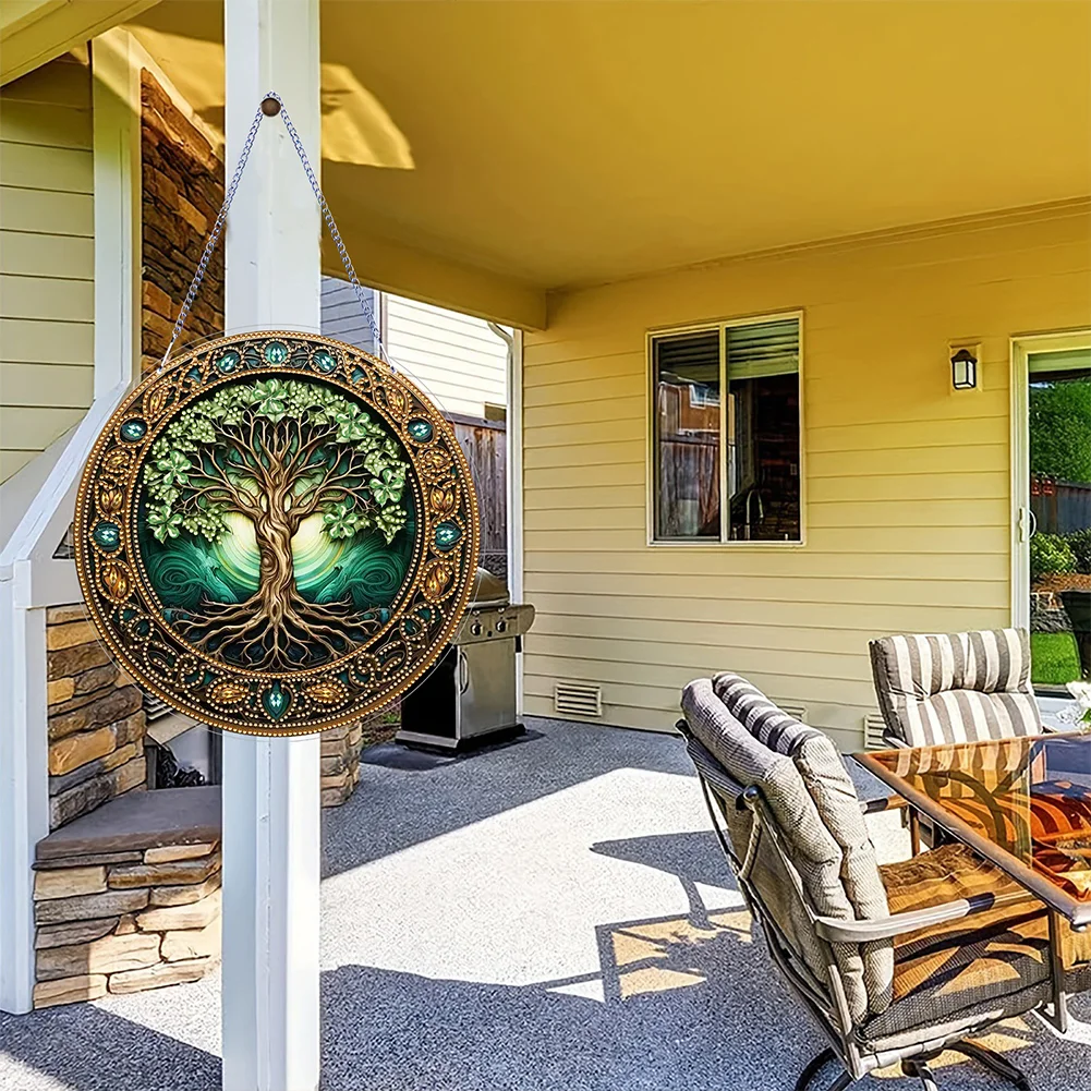 DIY Life Tree PVC Special Shaped Hanging Diamond Painting Art Pendant Suncatcher Home Windows Decor 