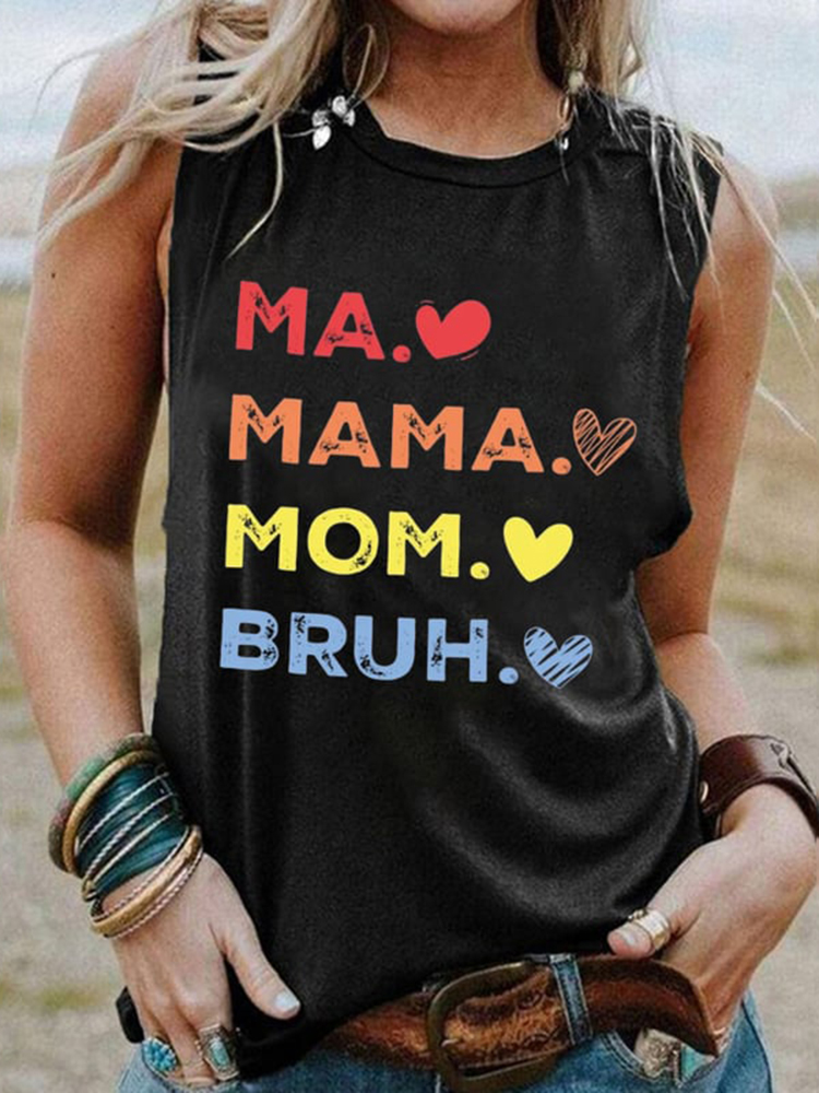 Comstylish Mother's Day Ma Mama Mom Bruh Print Tank Top