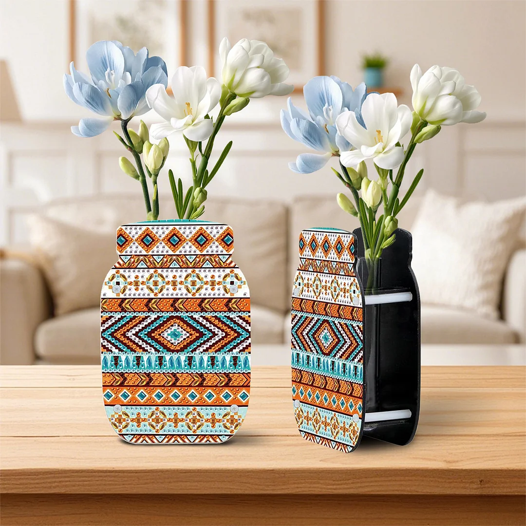 Mandala Acrylic Double Sided Special Shape Diamond Painting Vase for Home