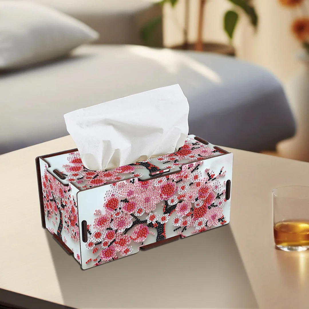 Wooden Diamond Painting Tissue Box for Home and Office Decoration (ZJH037)