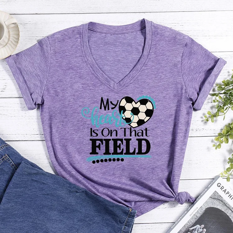 My heart is on that field V-neck T Shirt-Annaletters