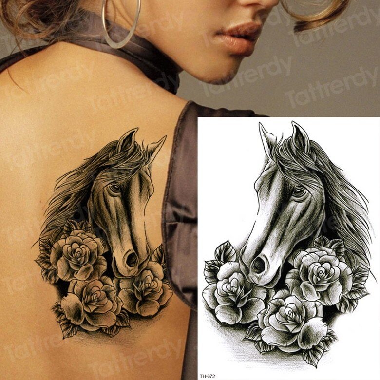 sketches tattoo designs sexy tattoo back black mehndi stickers horse rose tattoo waterproof temporary tattoos for women body art