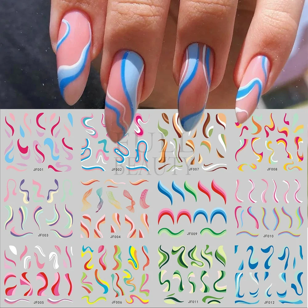 Churchf Graffiti Nail Stickers Lettering Water Nail Decals Trippy Rainbow Lips Sliders French Manicure Tips Watermarks GLJF37-48-Nail Inspo