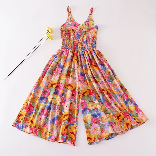 【4Y-14Y】Girls Multicolor Butterfly Flower Sling Bodysuit