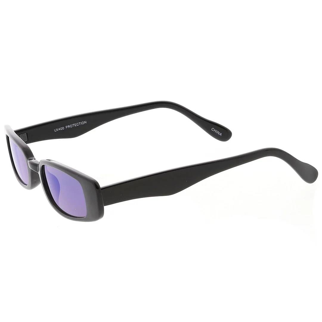 Extreme Thin Small Rectangle glasses Mirrored Lens 49mm