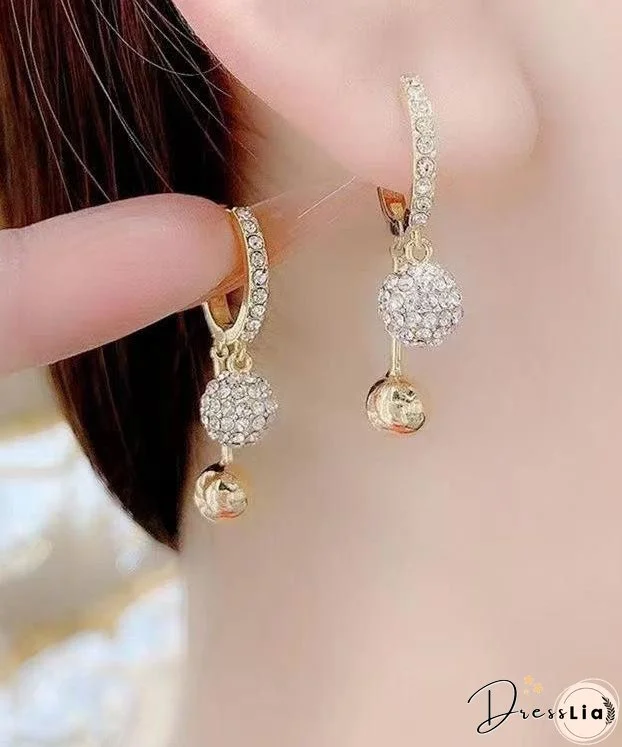 Unique Gold Copper Overgild Inlaid Zircon Drop Earrings