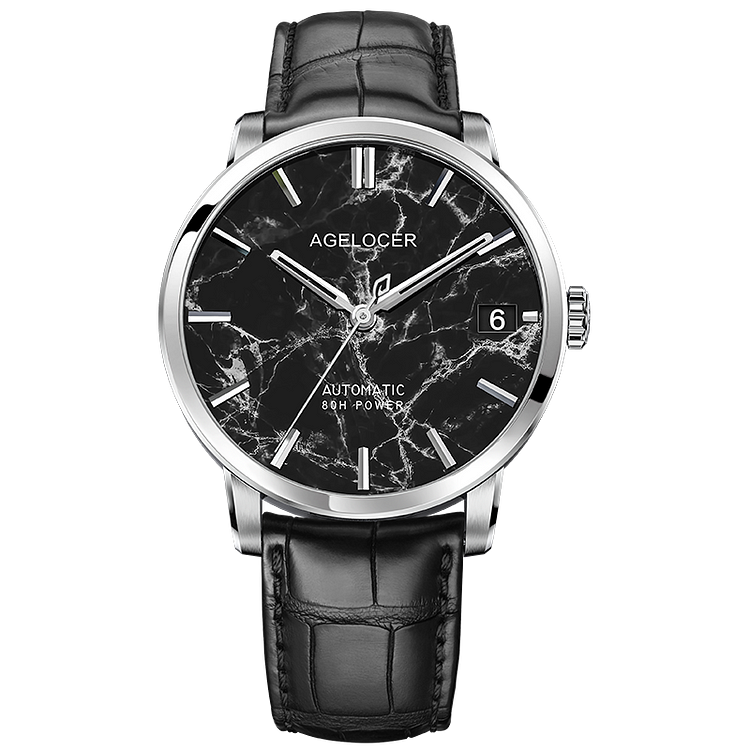 Agelocer Baikal Men's Automatic Mechanical Watch Natural Marble Dial