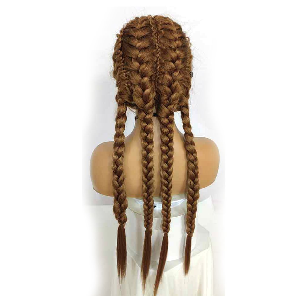 Long Straight Wigs Braids Brown Daily Style US Mall Lifes