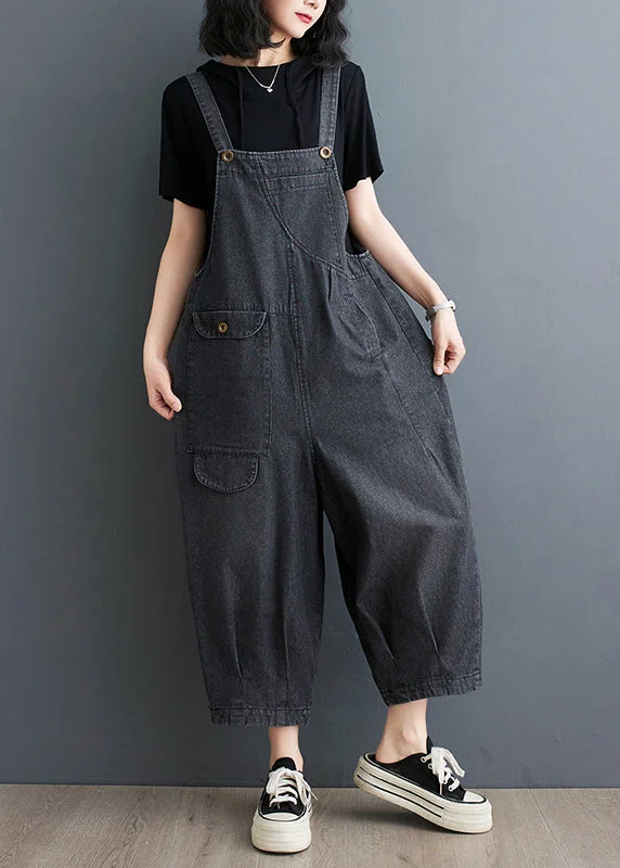 Casual Blue Oversized Denim Jumpsuits Summer