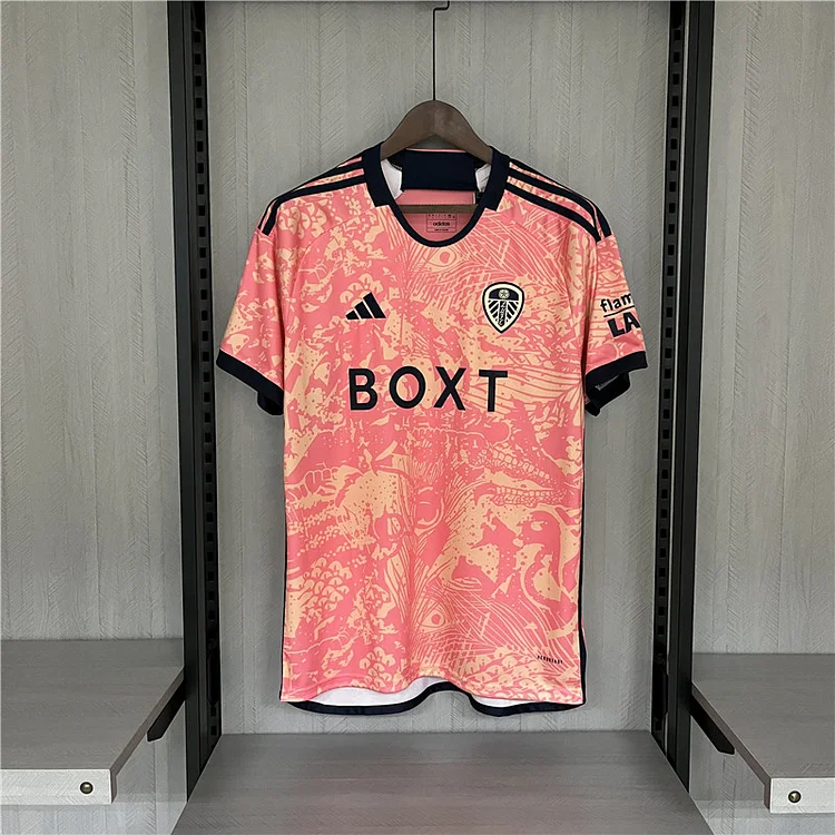 Fans Version 2023-2024 Leeds United Second Away Pink Football Shirt