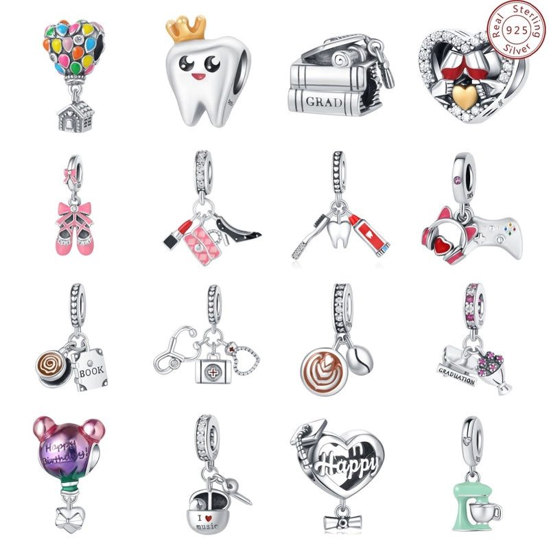 1 Piece 10*19mm 925 Sterling Silver Zircon Heart Shape Pendant Beads Jewelry Accessories