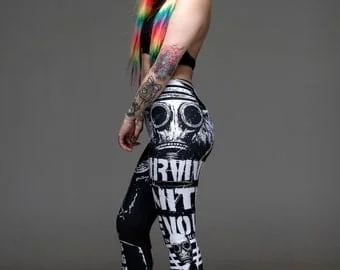 Pornhint survive, unite, revolt, leggings, all over print, punk leggings, riot, riot girl, lewis mayhem, revolution, resist, punk, occult fashion,