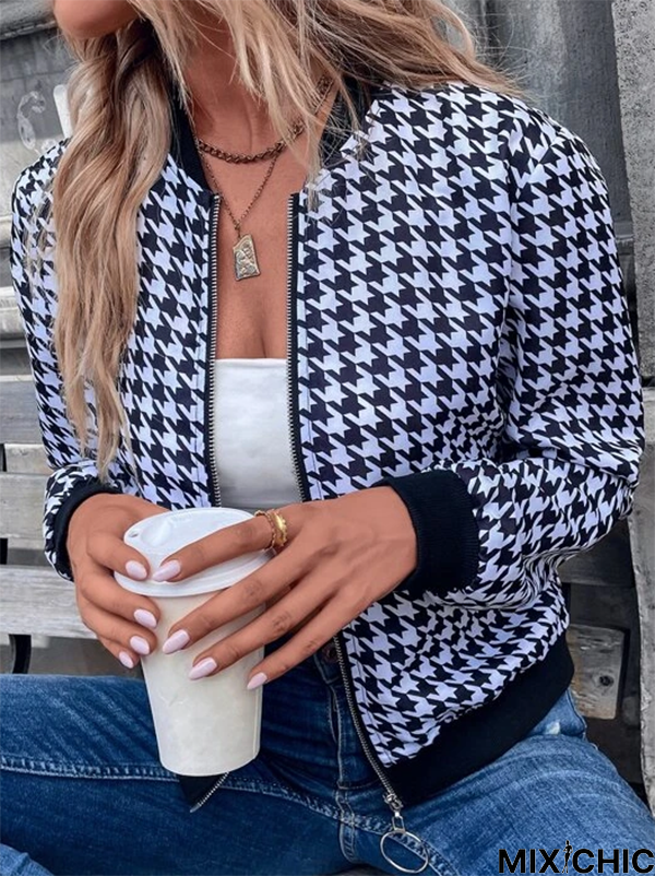Houndstooth Loose Casual Jacket