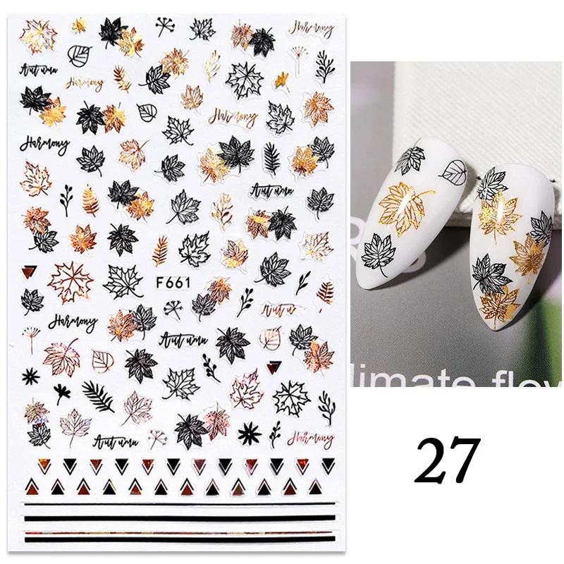 3D White Lace Flowers Translucent Nails Stickers Leaf Ballet Geometry Butterfly Gradient Abstract Nail Art Design Slider Decor
