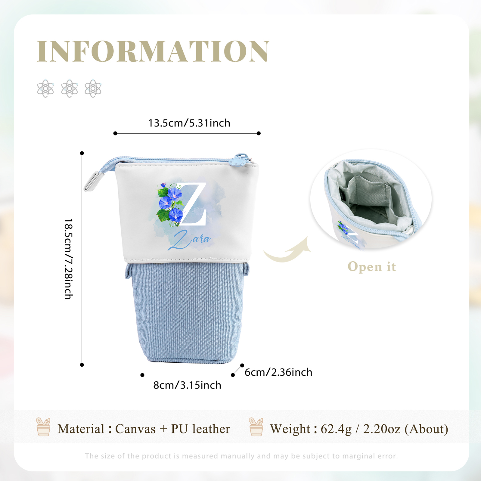 Personalised Pencil Case Custom Name & Letter & Birthday Flower Pen Pouch Back To School Gift for Kids-Jessemade AU