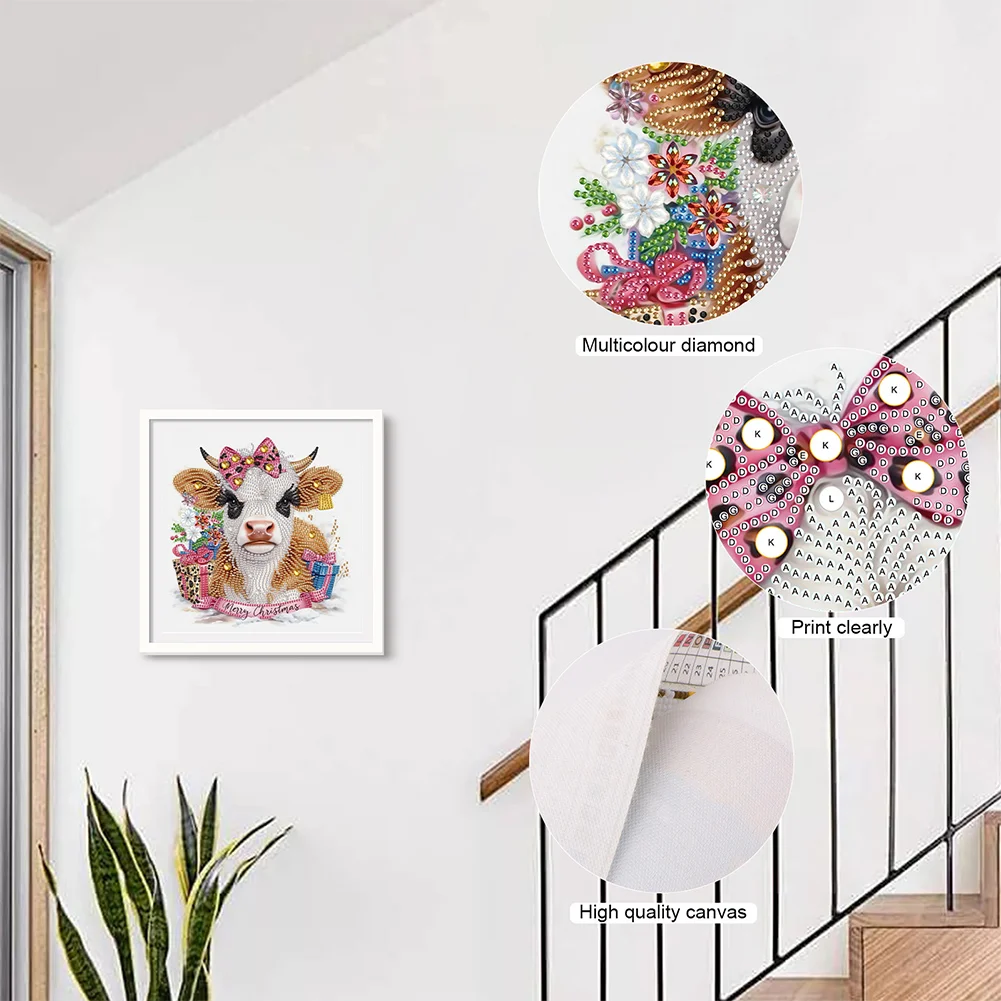 Diamond Painting - Partial Special Shaped Drill - Flower Cow(Canvas|30*30cm)