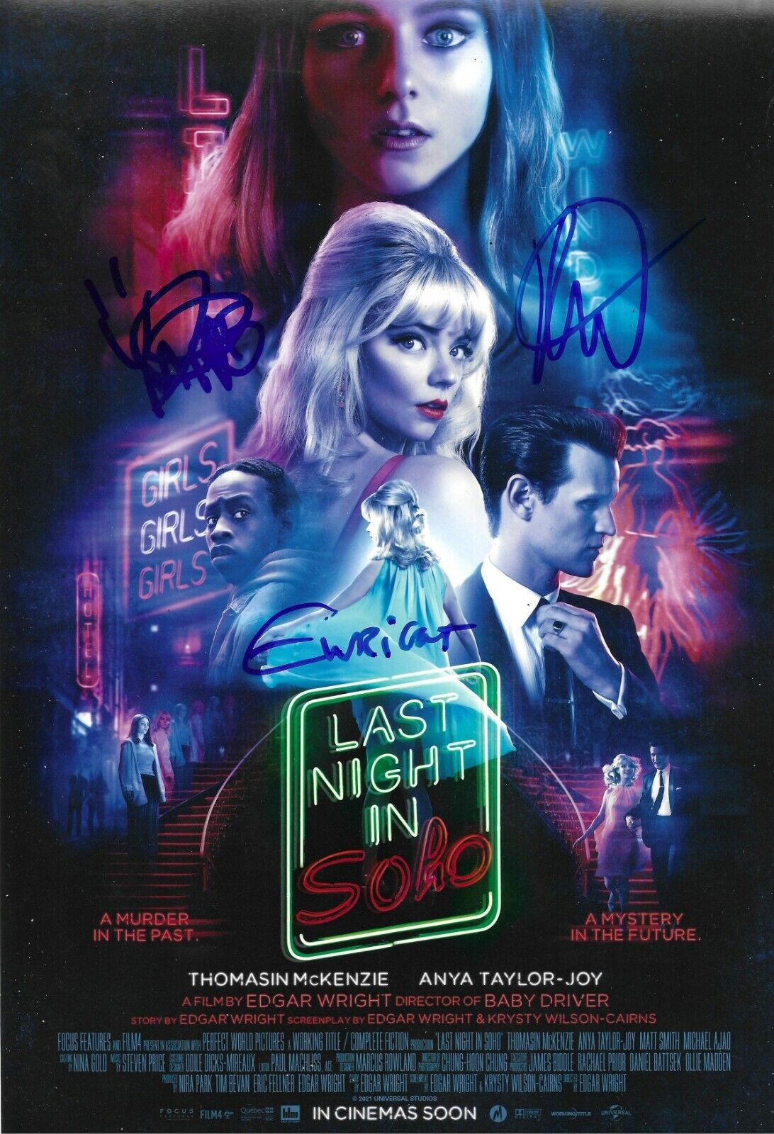 Edgar Wright +2 Signed Last Night In Soho 12x8 Photo Poster painting AFTAL