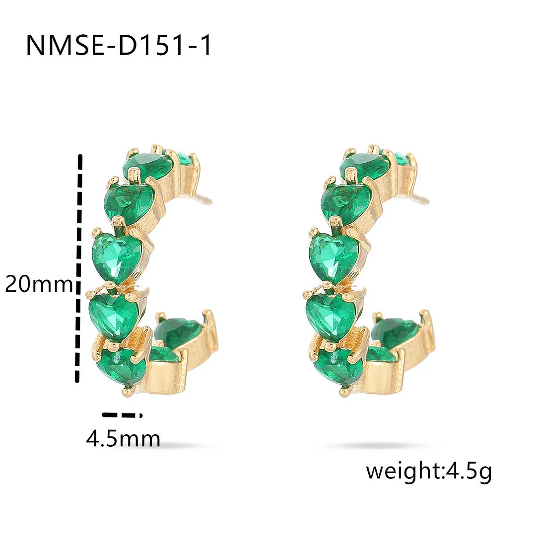 C-shaped Colored Diamond Titanium Steel Earrings