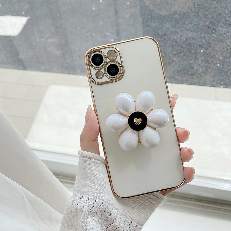 3D Plating Flower Holder Plating Phone Case For Samsung S10 A32 A52 A72 S20 S21 S22 Plus Ultra + Pro FE A 71 51 Note 10 20 Cover