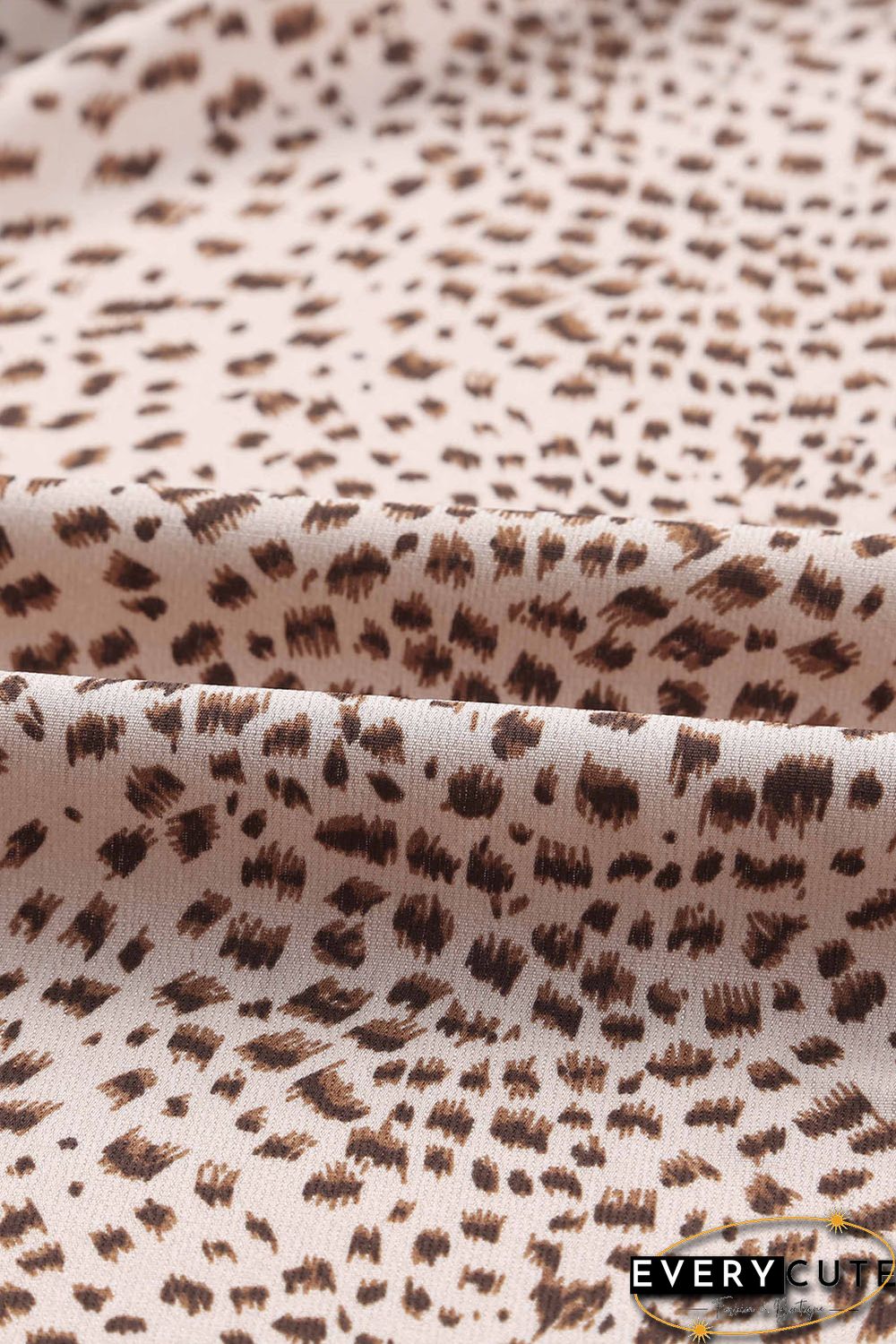 Apricot Animal Print Shirred Cuff Lantern Sleeve Cardigan