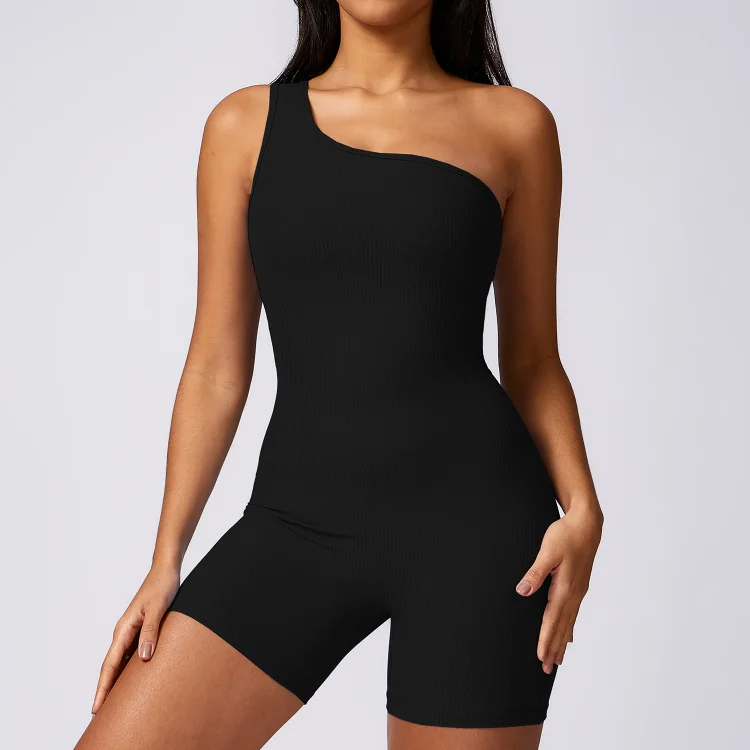PASUXI Summer High Quality Ribbed Seamless Jumpsuits Bodysuits Custom Gym Wear Hip Lifting Short Gym Rompers Women's Jumpsuits huanwei