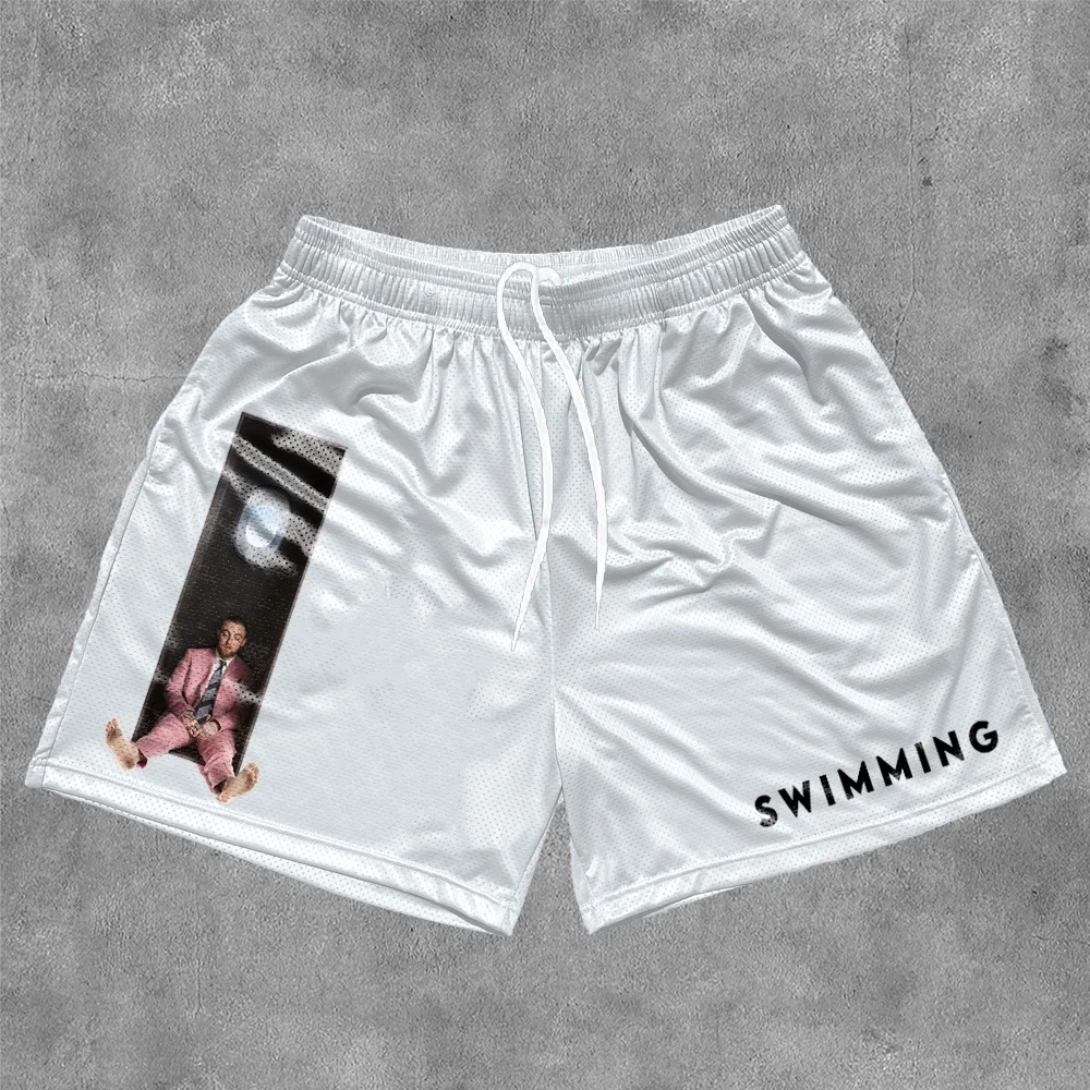 Mac Miller Swimming Print Mesh Drawstring Shorts