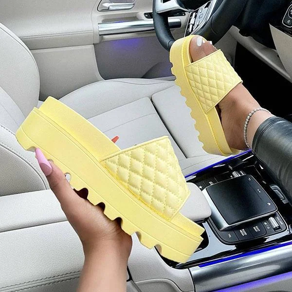 Women's Chic Quilted Stitching Detail Platform Sandals