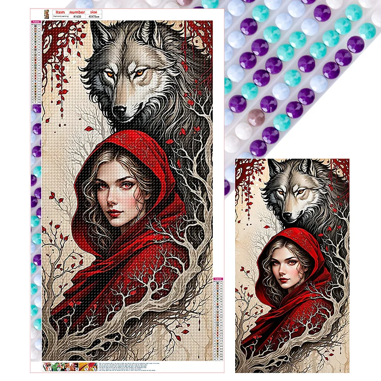 Wolf And Girl 40*75CM (Canvas) Full Round Drill Diamond Painting gbfke