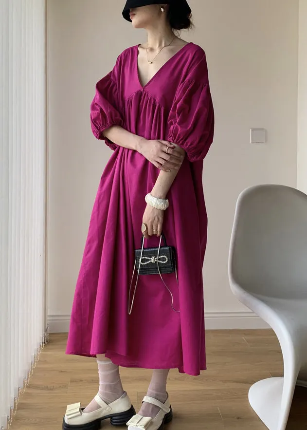 Loose O Neck Hollow Out Patchwork Cotton Dress Summer