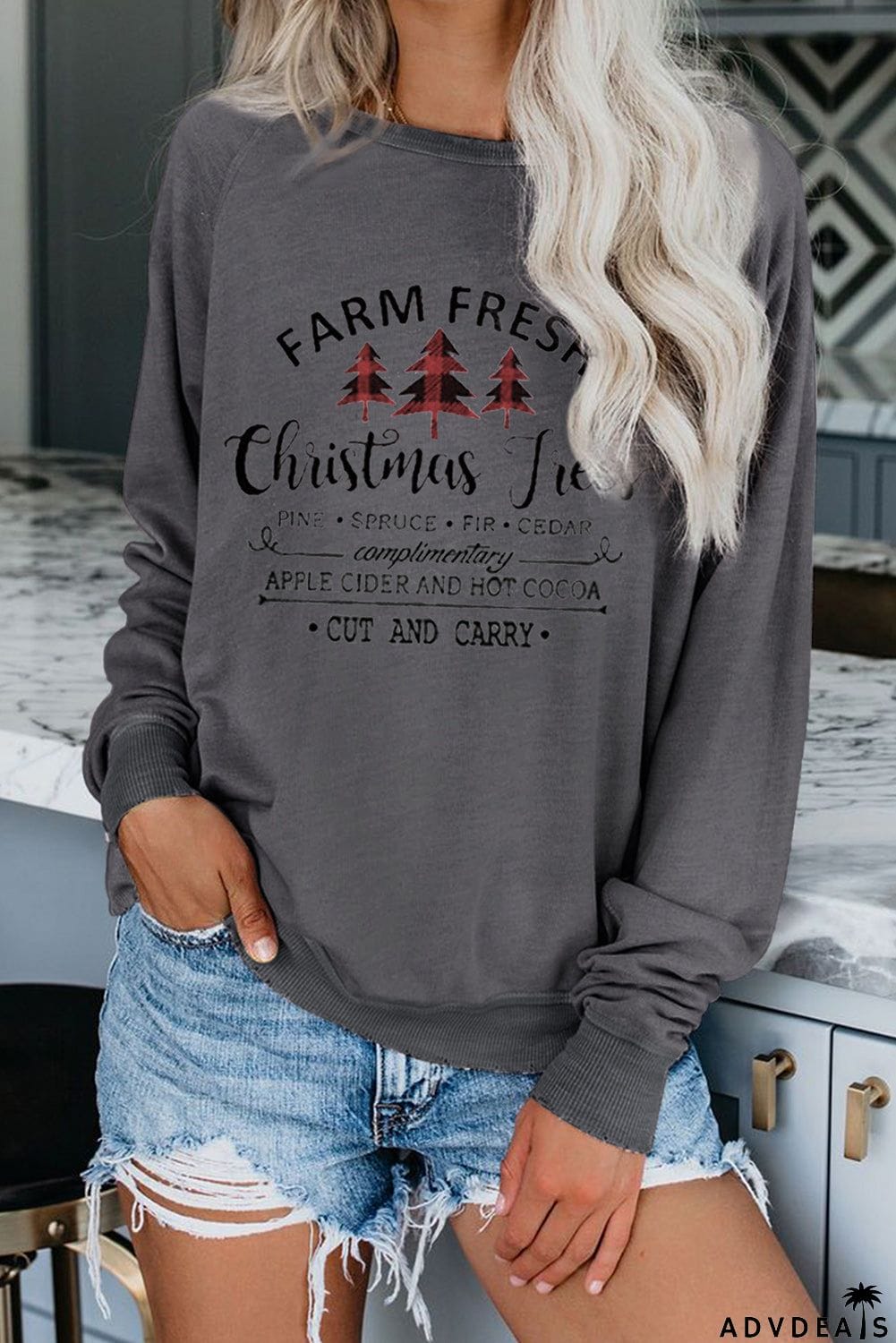 Crew Neck Santa Claus Print Sweatshirt