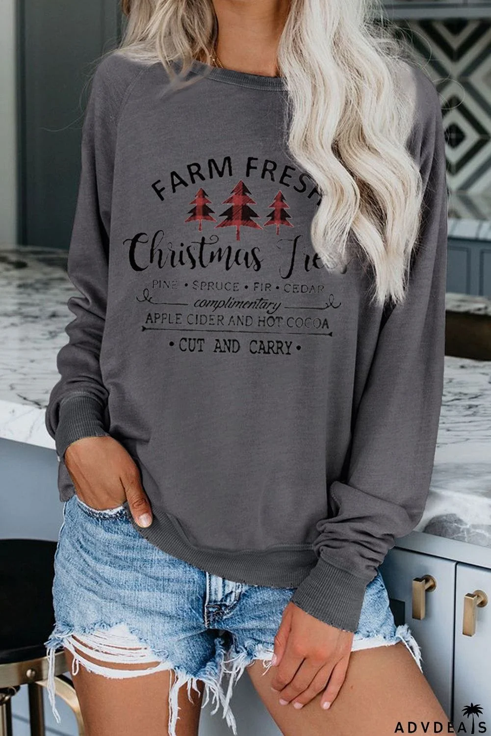 Crew Neck Santa Claus Print Sweatshirt