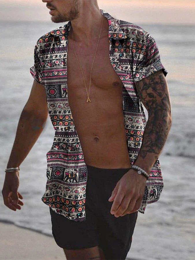 Casual Printed Short-sleeved Shirt