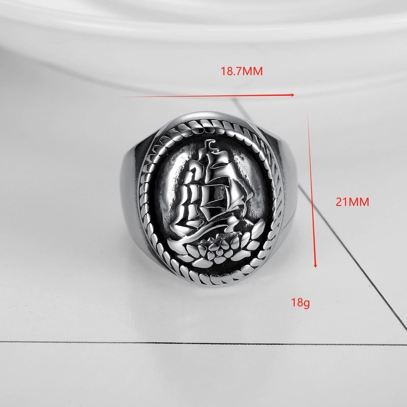 Retro Punk Ship 304 Stainless Steel Polishing Men'S Rings