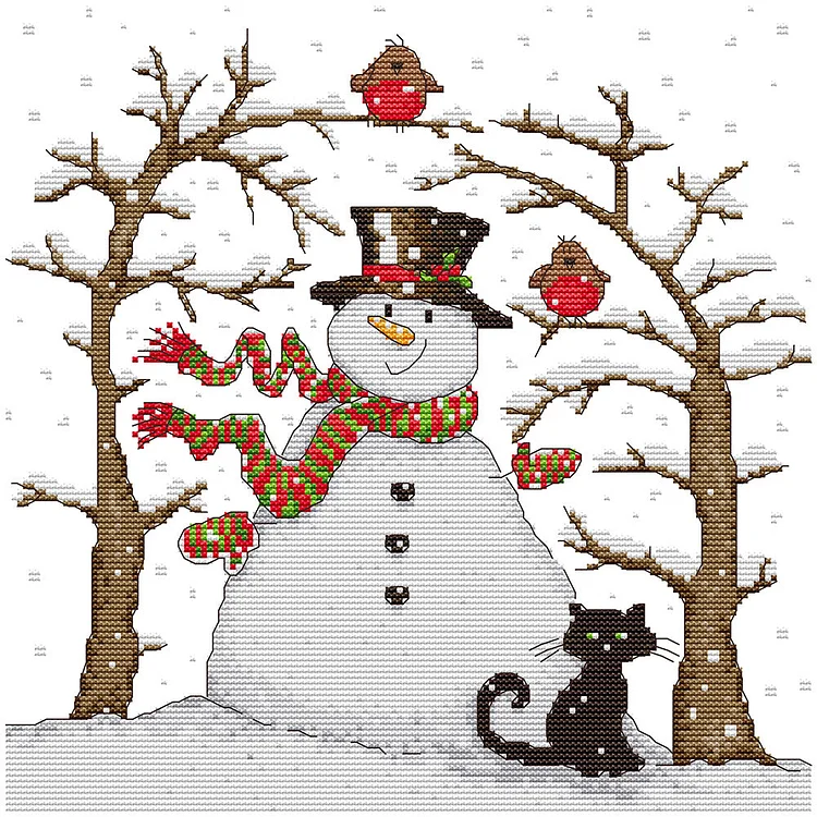 Snowman 14CT Printed Cross Stitch Kits (33*33CM) fgoby