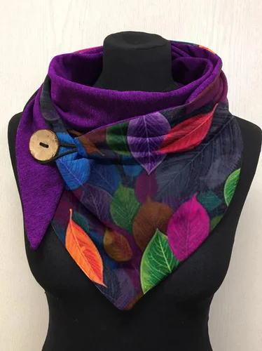 Vintage leaf print warm scarf