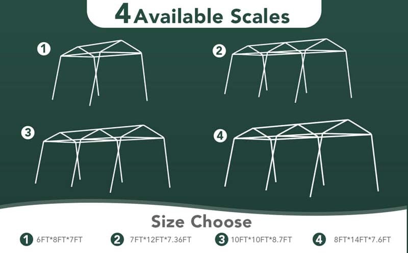 Eletriclife 6 x 8 Feet Outdoor Carport Patio Storage Shelter Shed Car Canopy