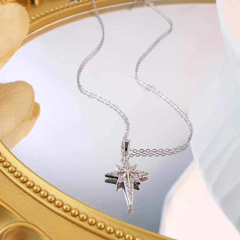 Elegant Glam Star 304 Stainless Steel Copper Zircon Inlay Pendant Necklace