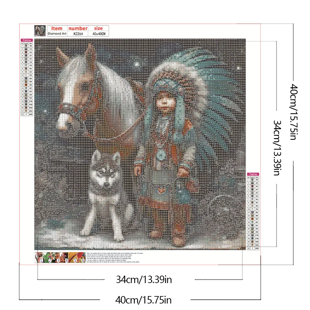 Diamond Painting - Full Round Drill - Indians Horse(Canvas|40*40cm)