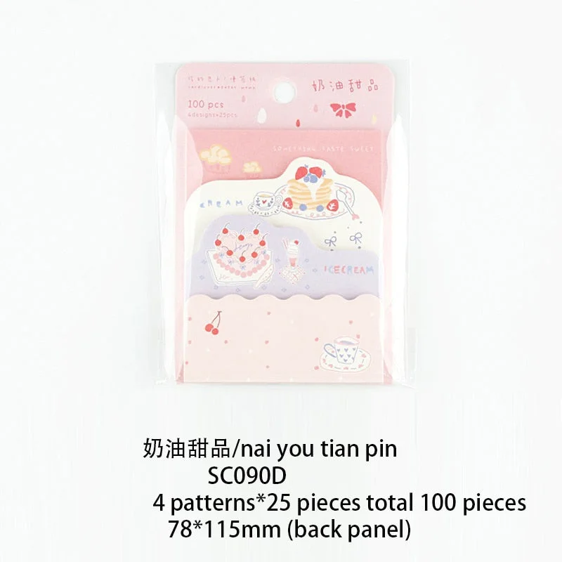 JIANWU 100 Sheets Kawaii Dessert Decor Memo Pad Small Fresh Creative Note Paper DIY Decorative Journal School Supplies