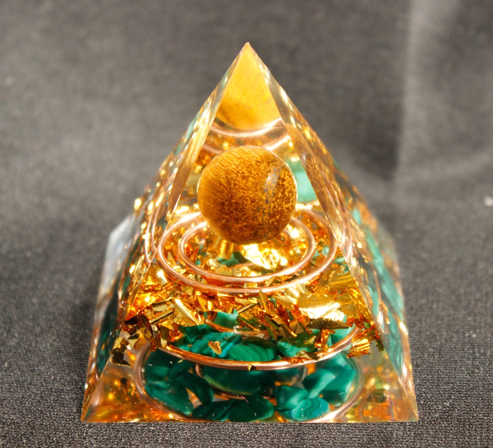 

Orgone Pyramid Chakra - Malachite in Double, 501 Original