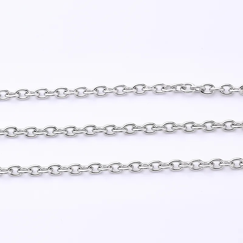 1 Roll 4*3mm 5*4mm 6*4.5mm 304 Stainless Steel Solid Color Polished Chain
