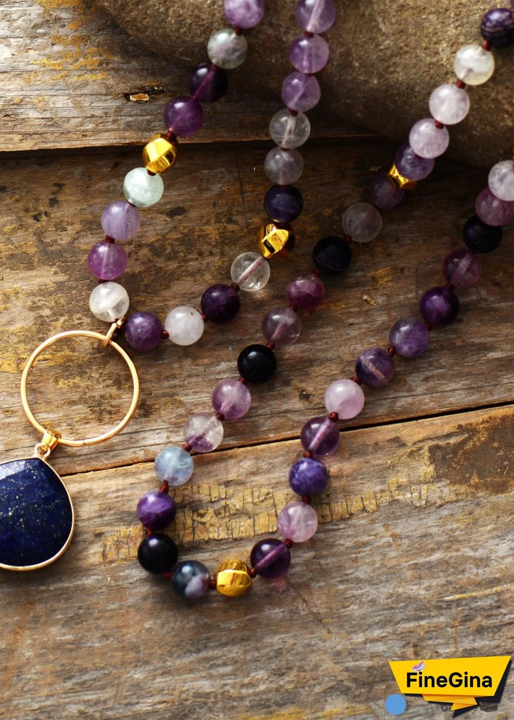 Boho Necklace, Fluorite Lapis