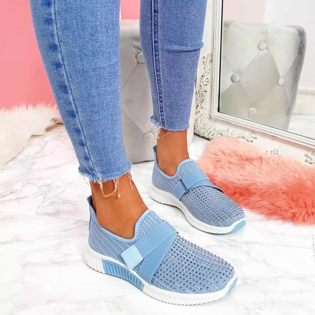 Women's Casual Spring Crystal Solid Mesh Sneakers 