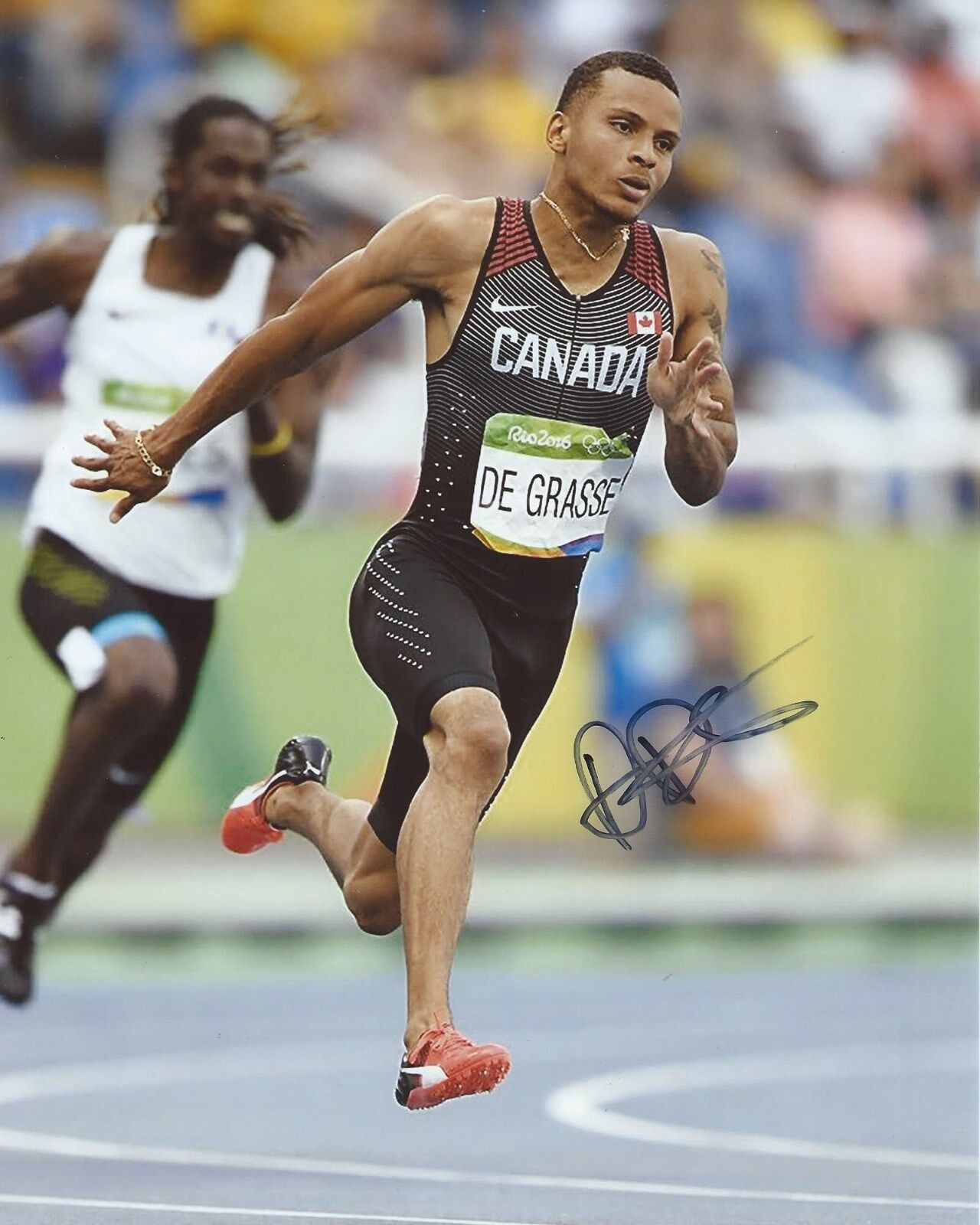 Andre De Grasse Signed 8x10 Photo Poster painting Team Canada Track & Field Autographed COA C