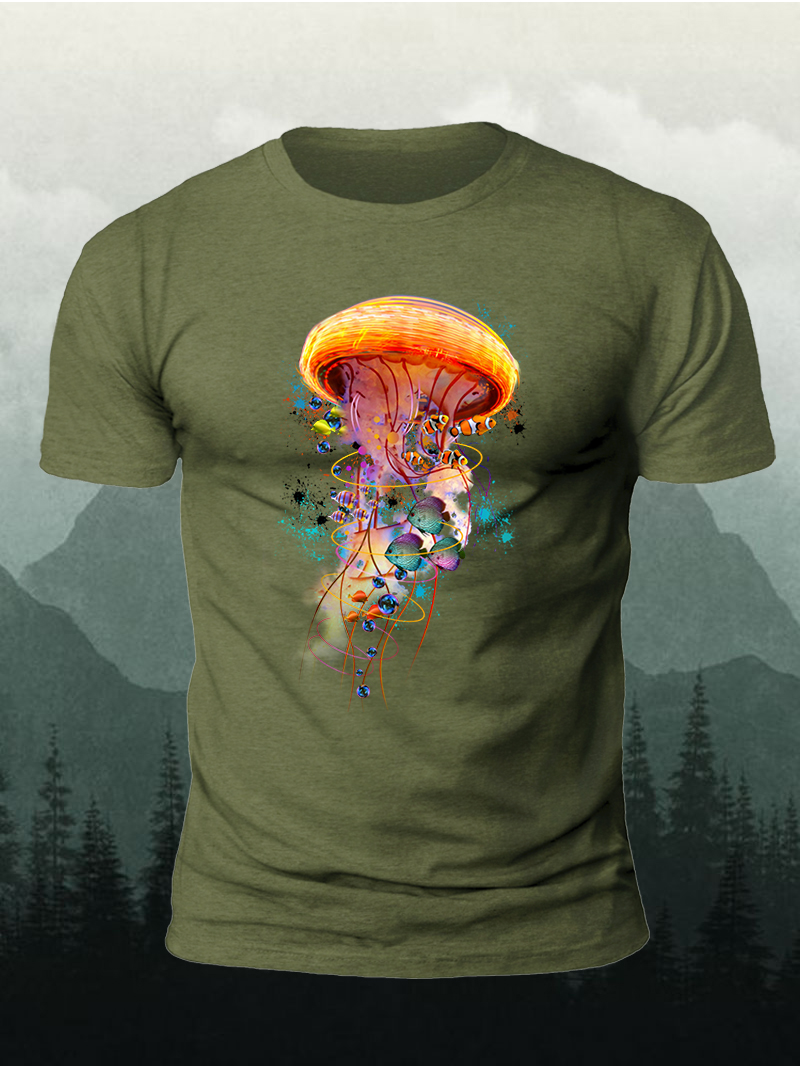  Jellyfish Print Short Sleeve Men's T-Shirt