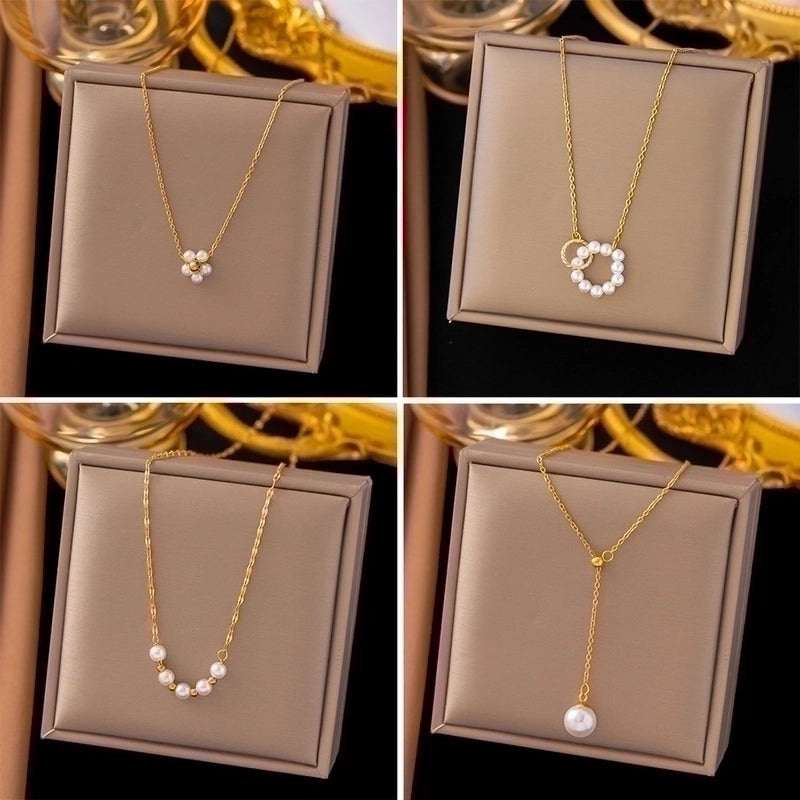 304 Stainless Steel 18K Gold Plated Minimalist Plating Round Flower Necklace