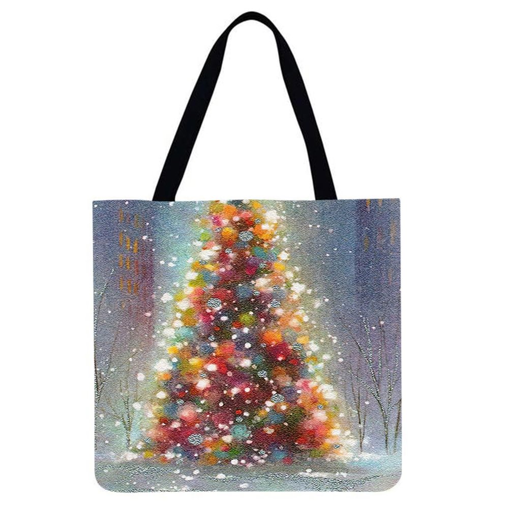 Linen Tote Bag-Christmas tree