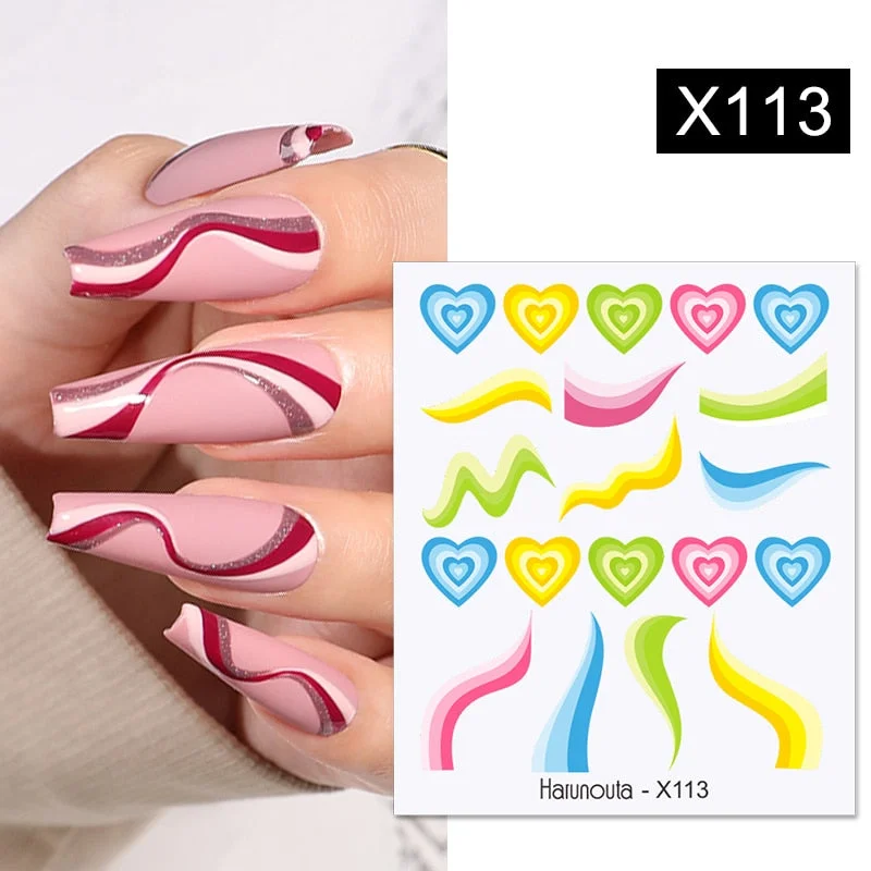 1PC Cool Girls Nail Water Decals Colorful Flower Leaf Water Transfer Sliders Nail Stickers For Nails DIY Manicures Nail Wraps-Nail Inspo