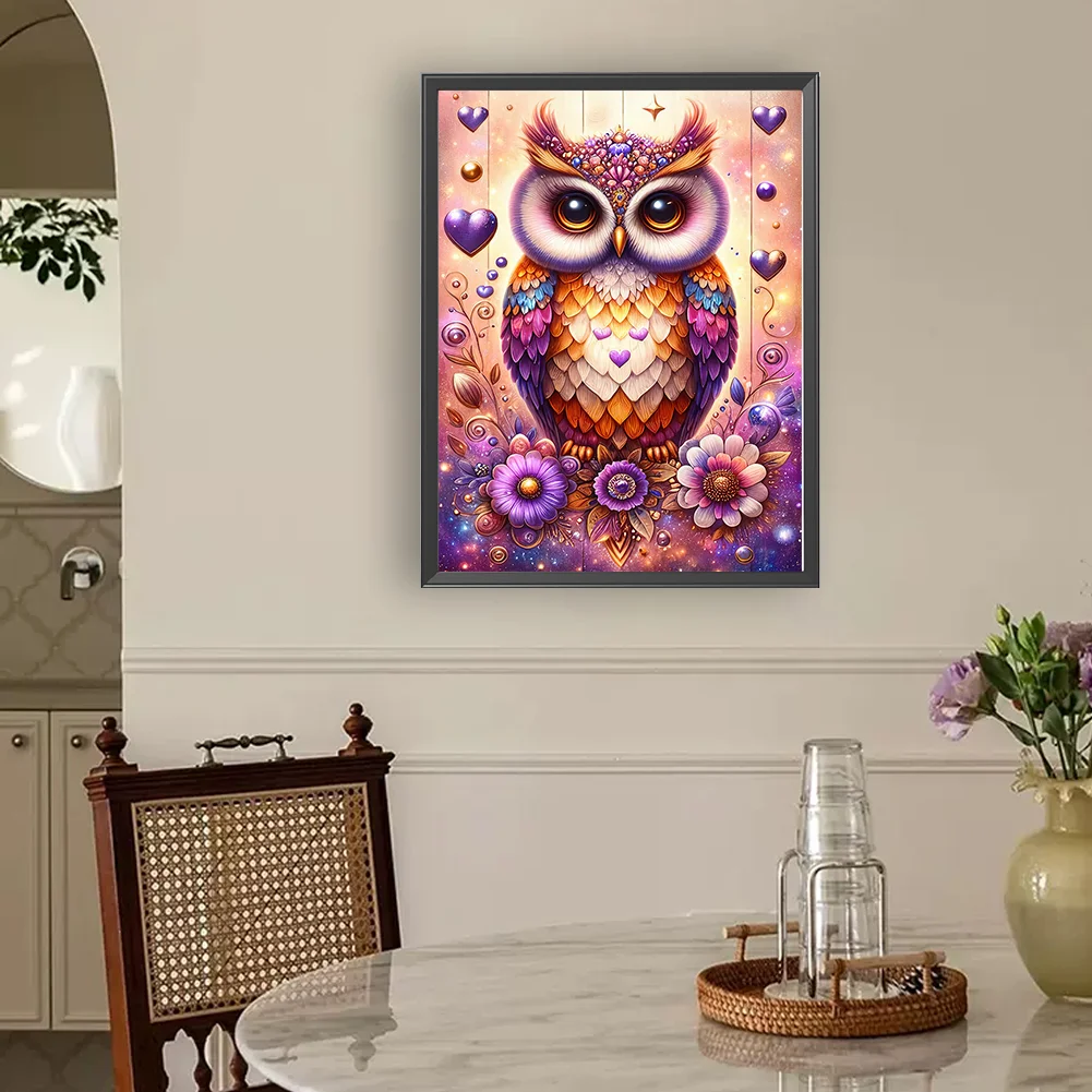 Diamond Painting - Full Round Drill - Flower Owl(Canvas|30*40cm)